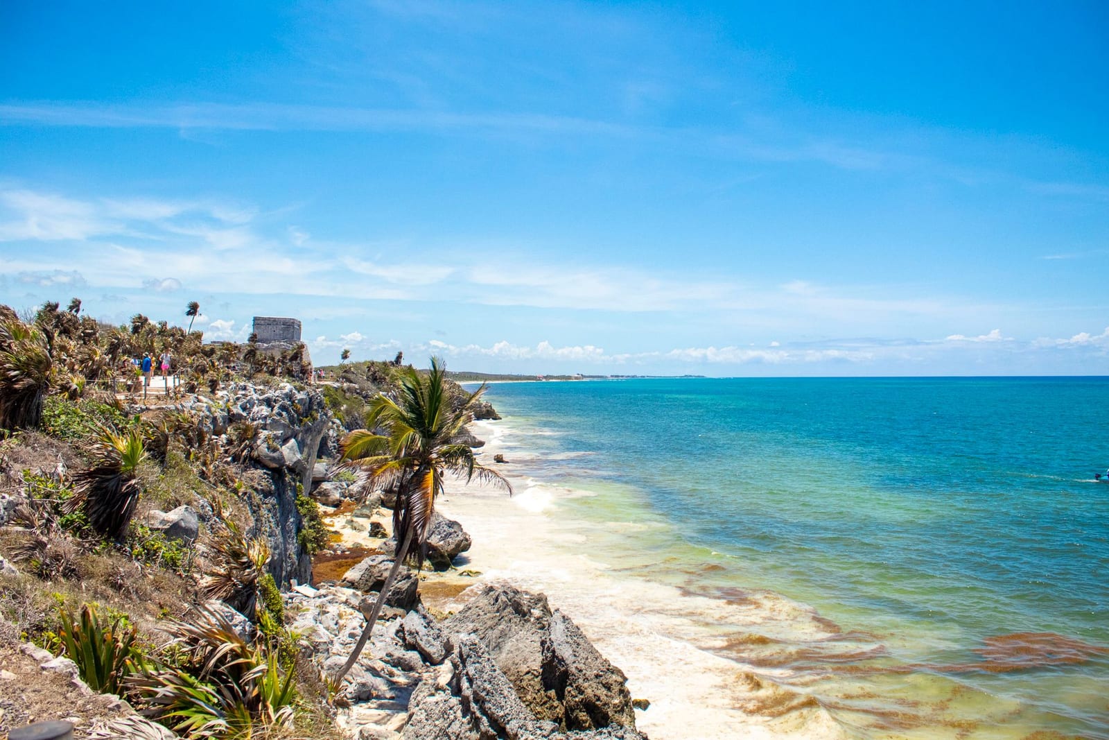 White-sand beach and turquoise sea on the Riviera Maya